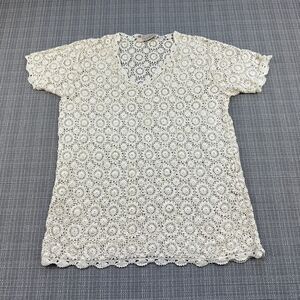Hand Crocheted Top Womens Small* Ivory Doily‎ Shirt Cottagecore Fairy Dainty